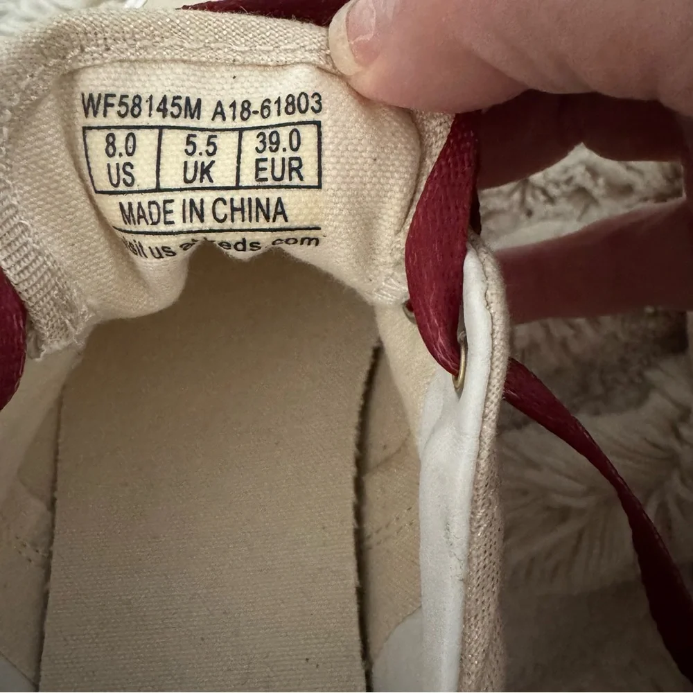 Keds Women's Cream Canvas Sneakers with Burgundy Laces